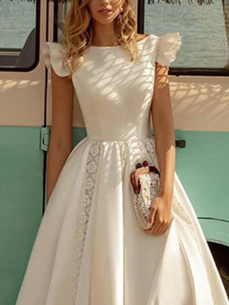 Color Puff Midi Dress