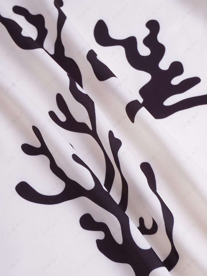 Hidden Button Closure Printed Pant Set
