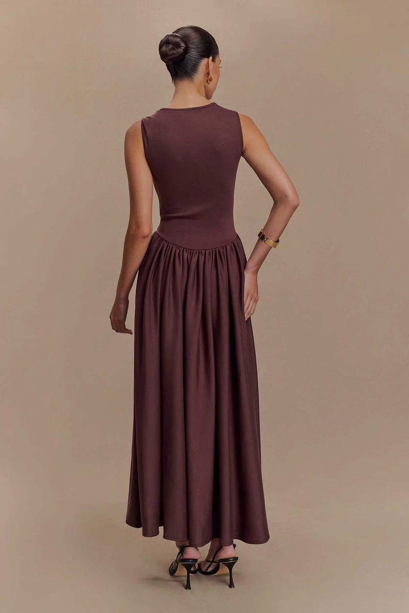 Sharon Midi Dress - Cacao Brown