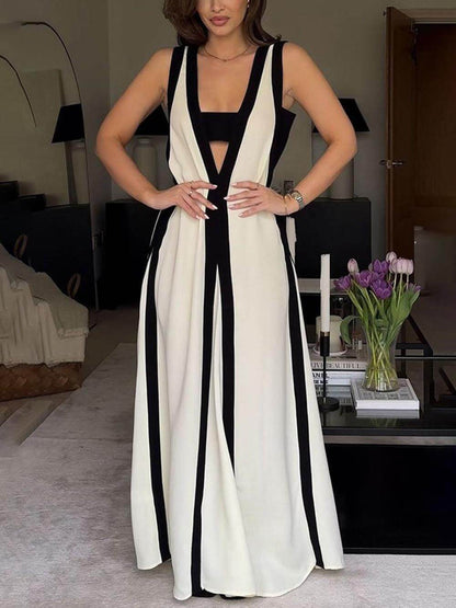 Reversible Style Colorblock A-line Maxi Dress