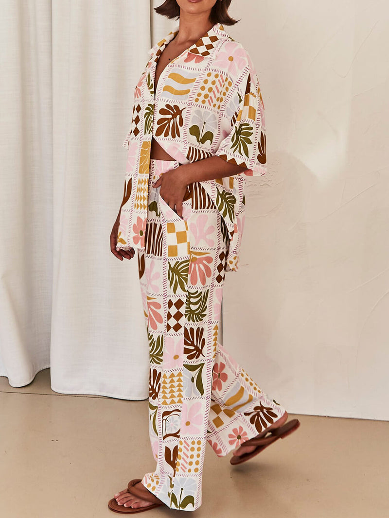 Sophisticated Loose-fitting Unique Printed Blouse