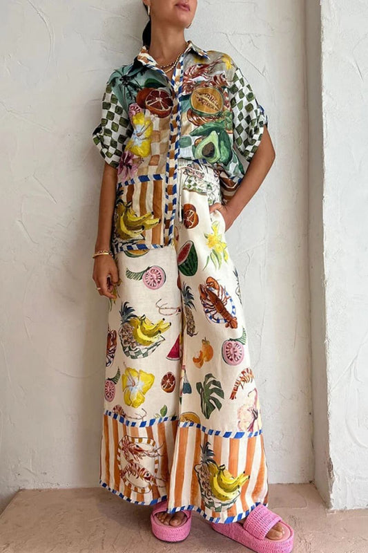 Artistic Colorful Fruit Print Two-piece Set