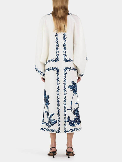 Hawaiian Print Sequined Oversized Loose Midi Dress