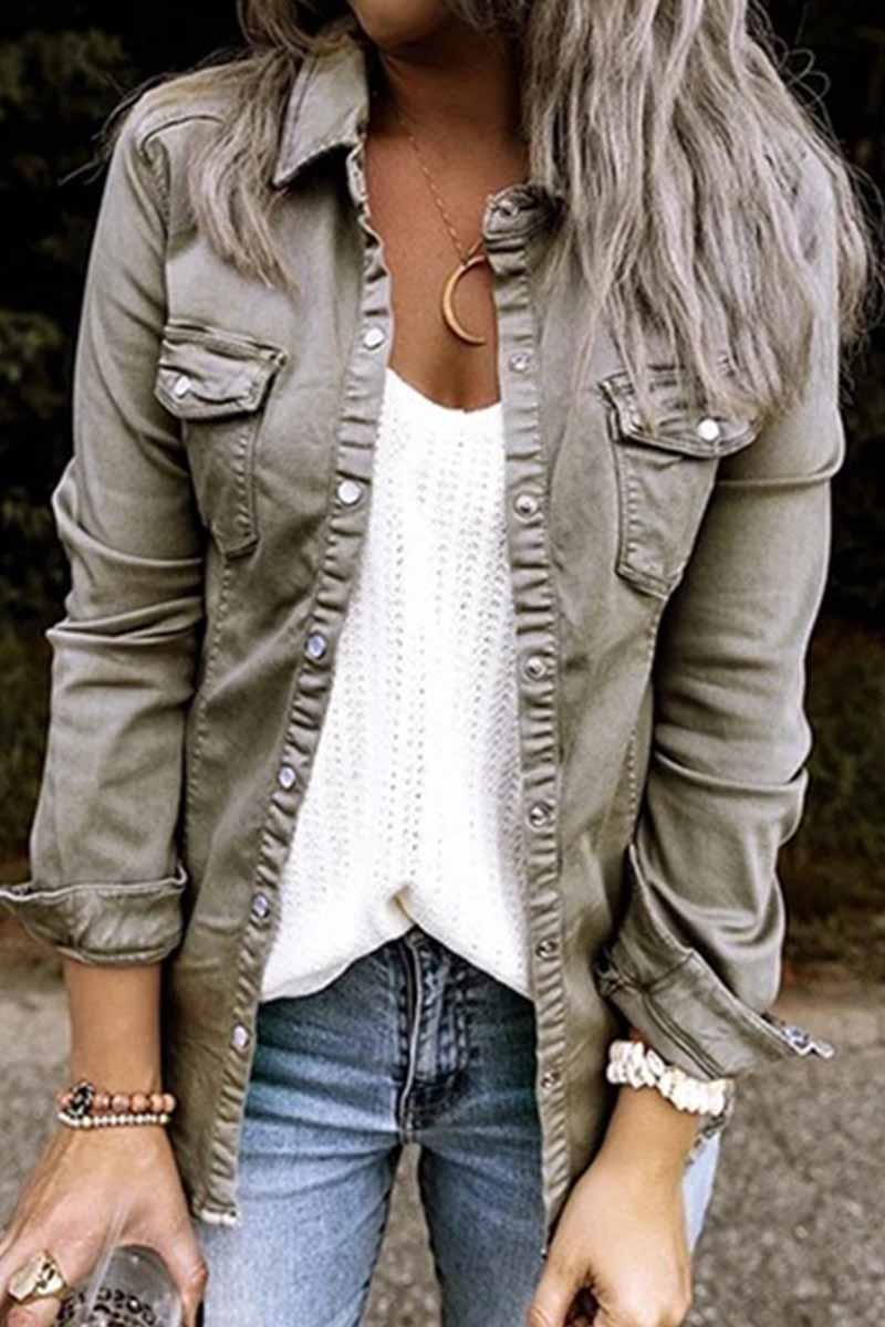 Long Sleeve Color Blouse(4 Colors)