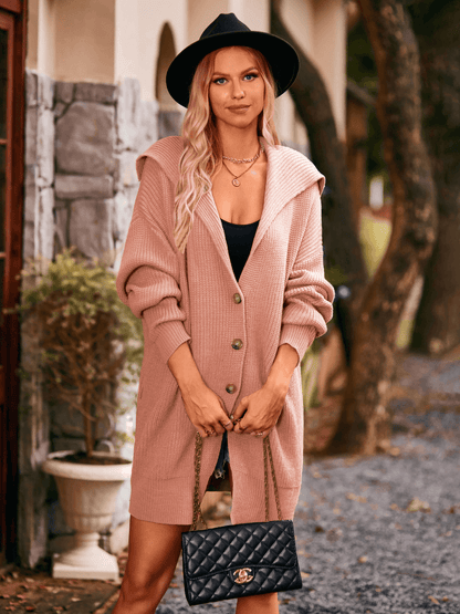 Crowley Relaxed Button Front Cardigan - Dusty Pink