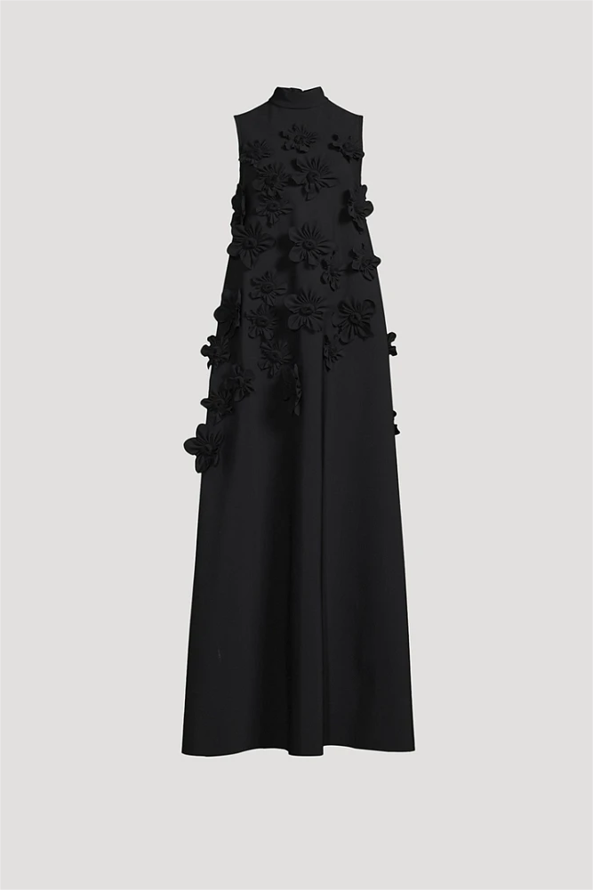 3d High Neck Sleeveless Maxi Dress Black