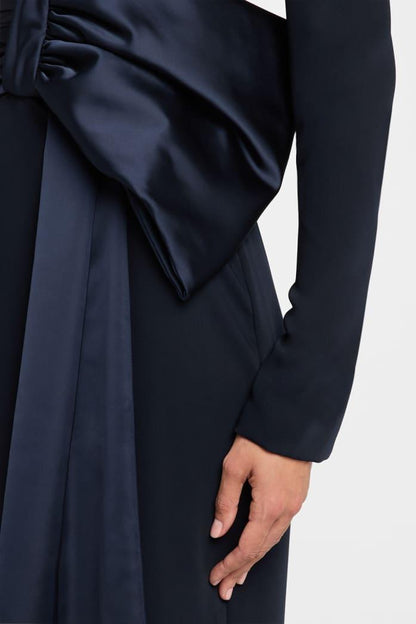 Bow Long Sleeve Off-shoulder Maxi Dress
