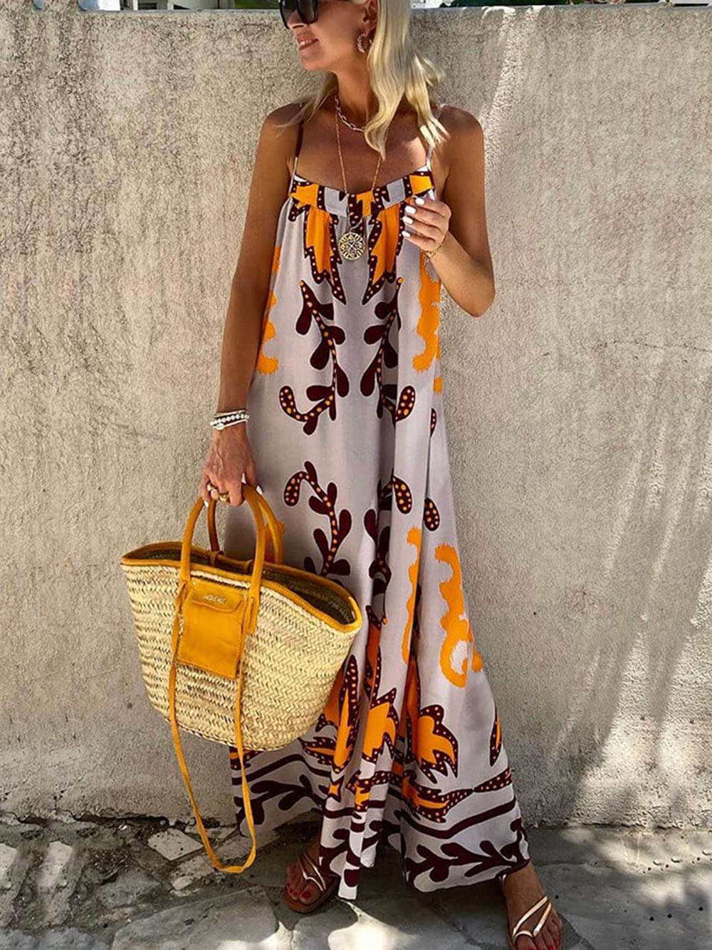 Printed Loose Cami Maxi Dress