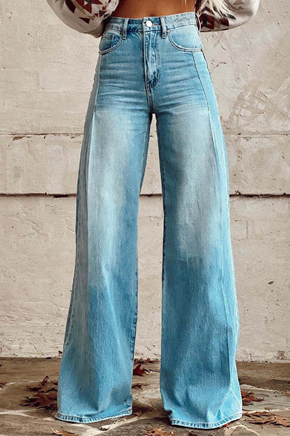 Moxidress Distressed Wide Leg Denim Pants