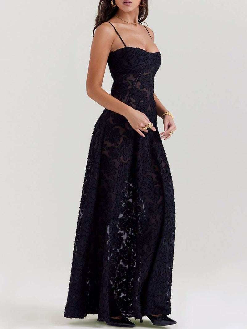 Black Lace Back Maxi Dress