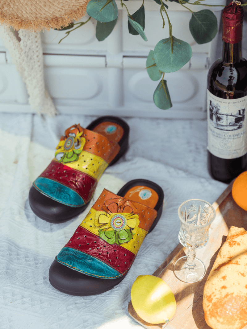 Soffia | Rainbow Streak Leather Sandal