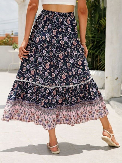 Midnight Meadows Tiered Skirt