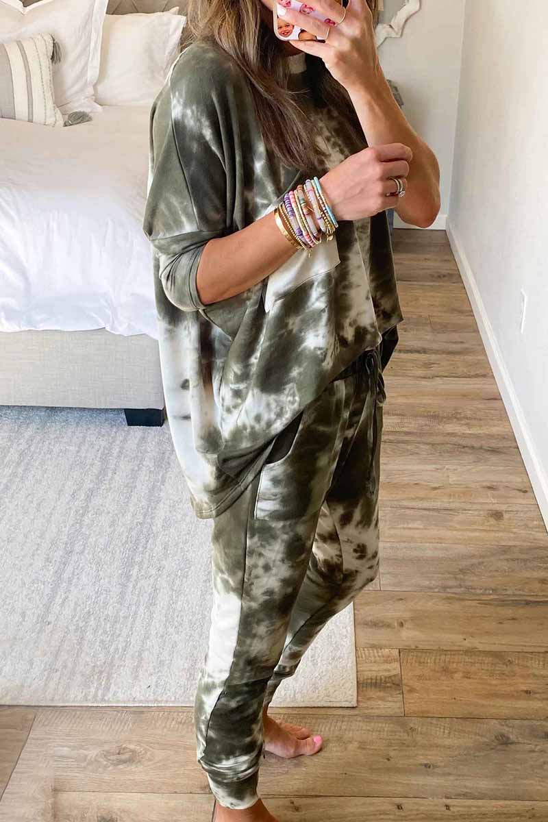 Dark Tie Dye Comfortable Set Two Pieces
