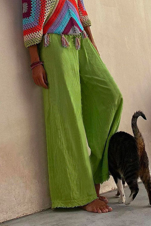 Raw Hem Wide Leg Pants