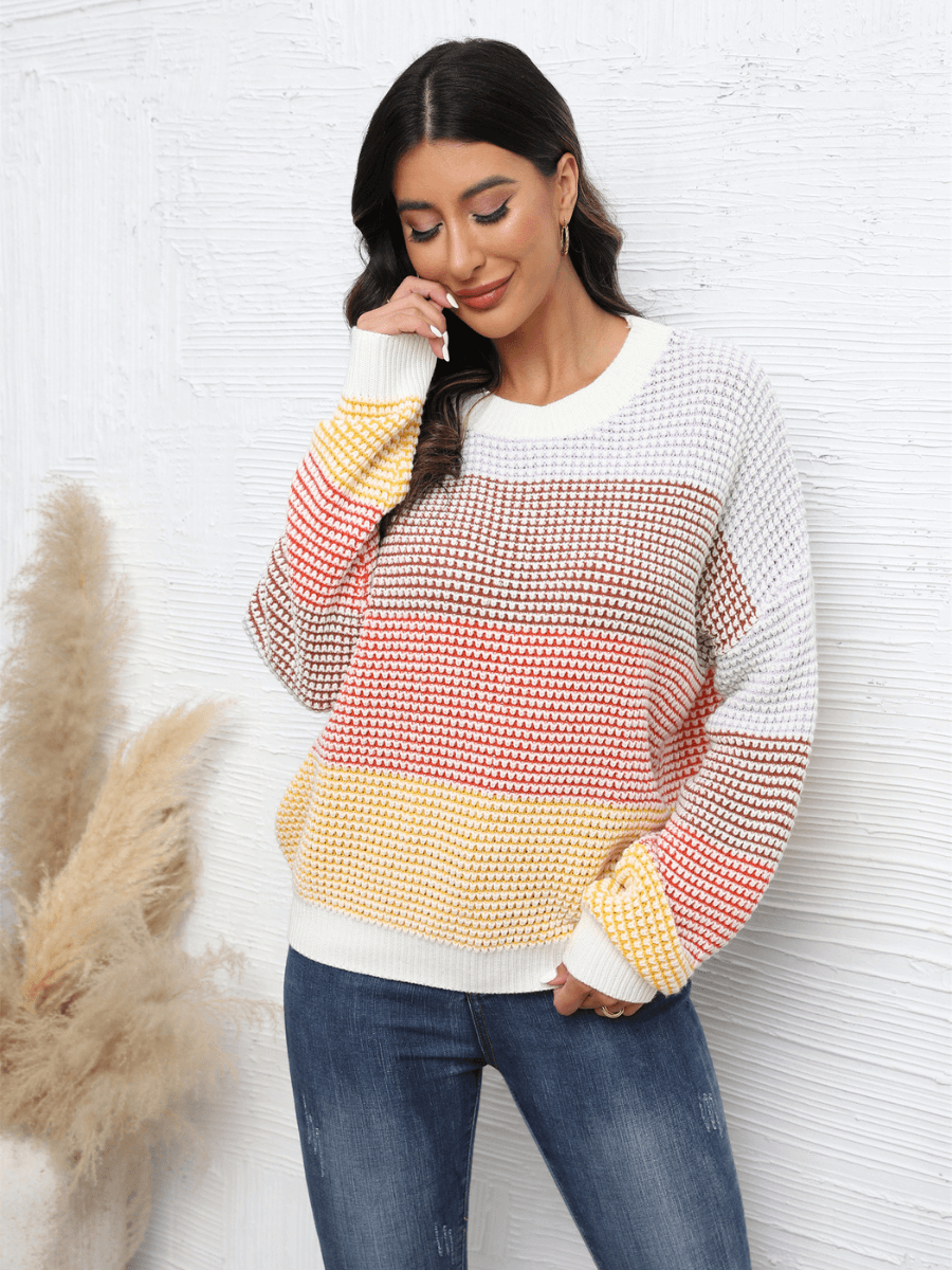 Dont Mind Me Striped Knit Sweater - Cream