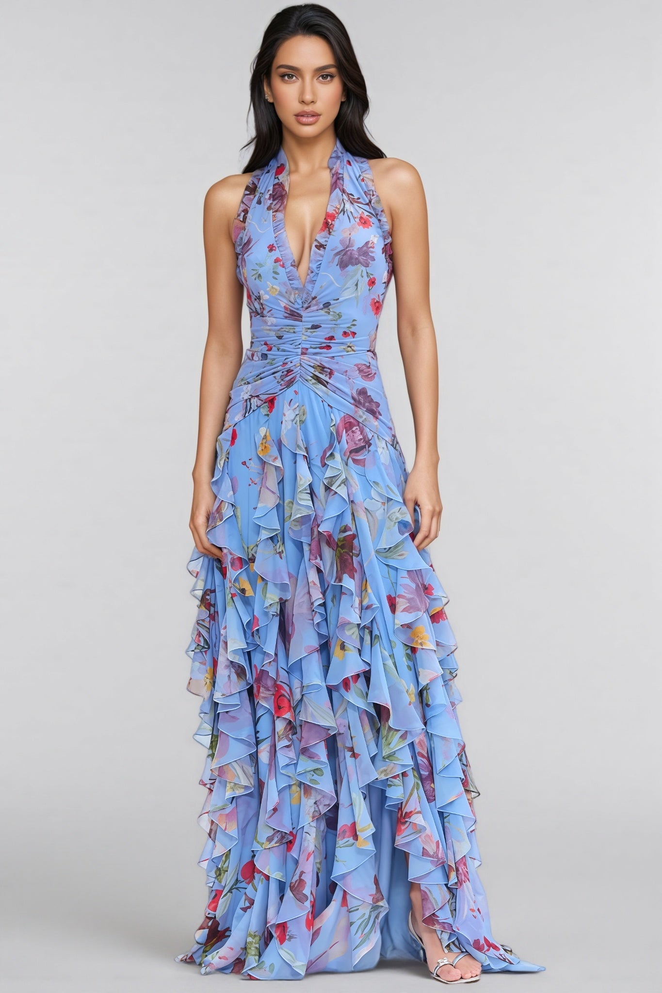 Debby Cut-out Pleated Maxi Dress