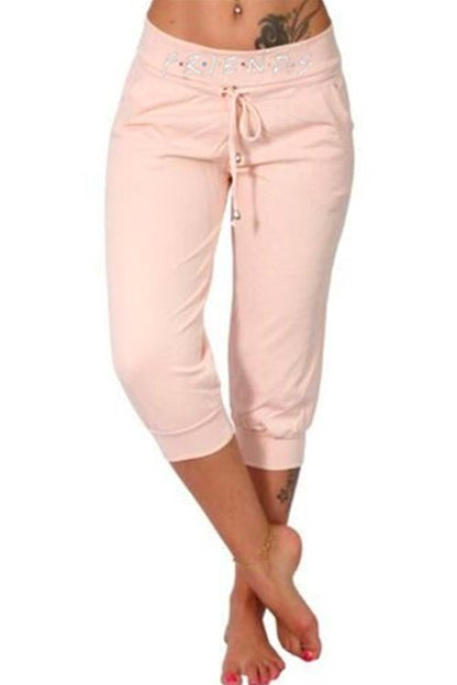 Moxidress Letter Printed Cropped Pants