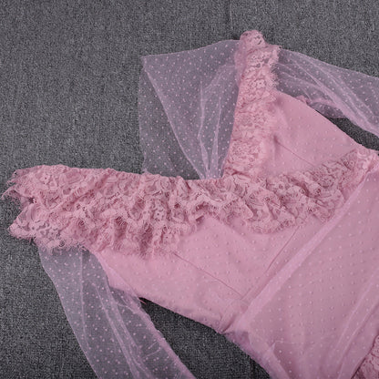 Off Shoulder Asymmetrical Frill Mini Dress Pp19409