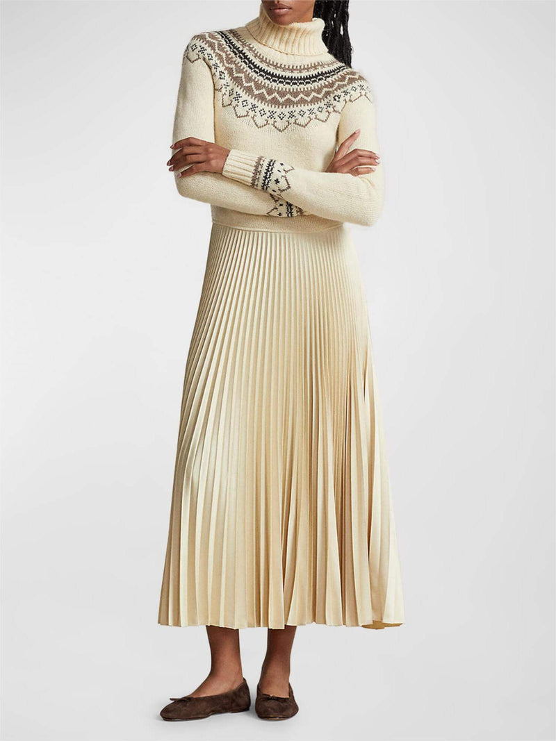 Hybrid Sweater-pleated Turtleneck Dress