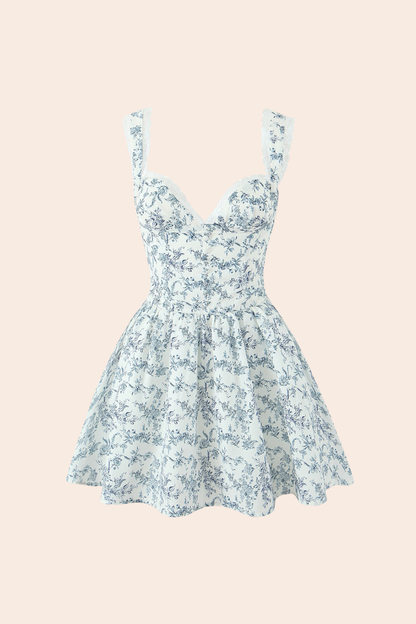 Printed Sweetheart Mini Dress