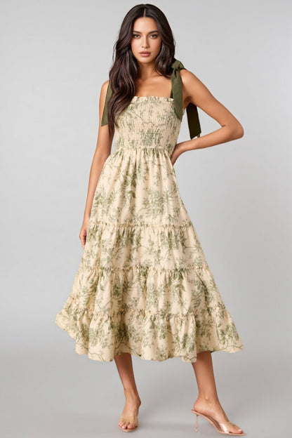 Manua Ivory Green Midi Dress