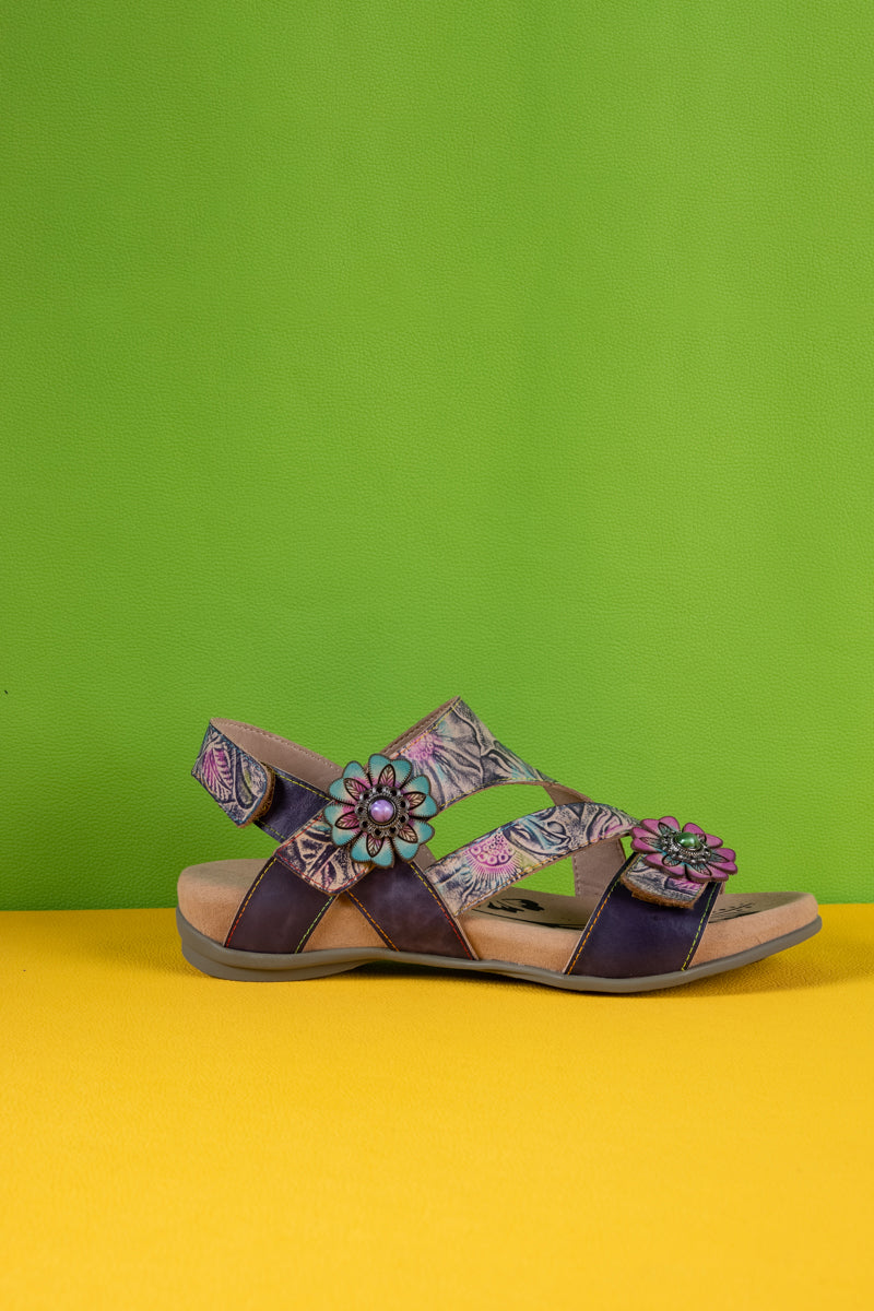 Soffia | Celine Abstract Leather Footbed Sandal