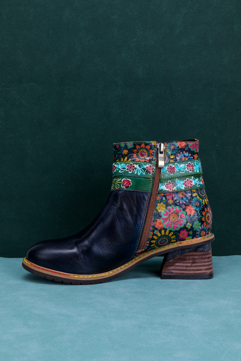 Soffia | Abstract Strap Leather Ankle Boot