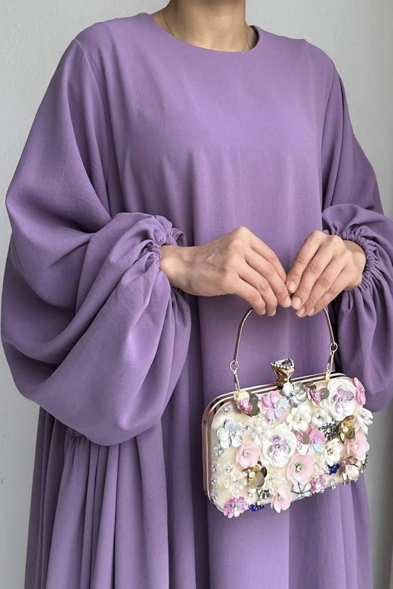 Puff Sleeve Color Maxi Dress