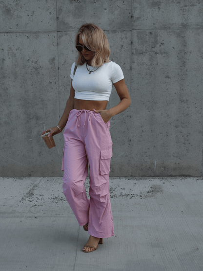 Arnie Nylon Cargo Pants - Pink