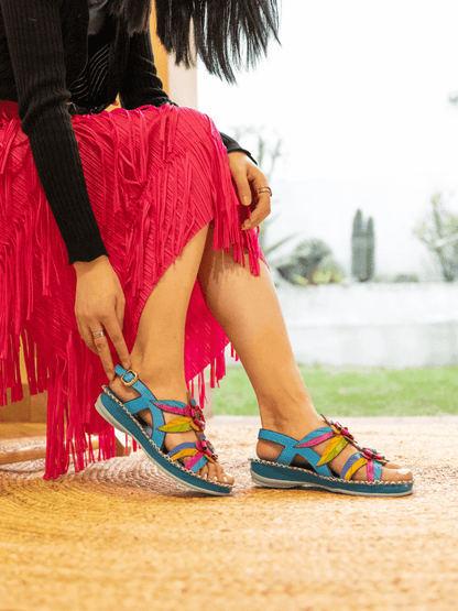 Soffia | Skylar Blossom Applique Leather Slingback Sandal