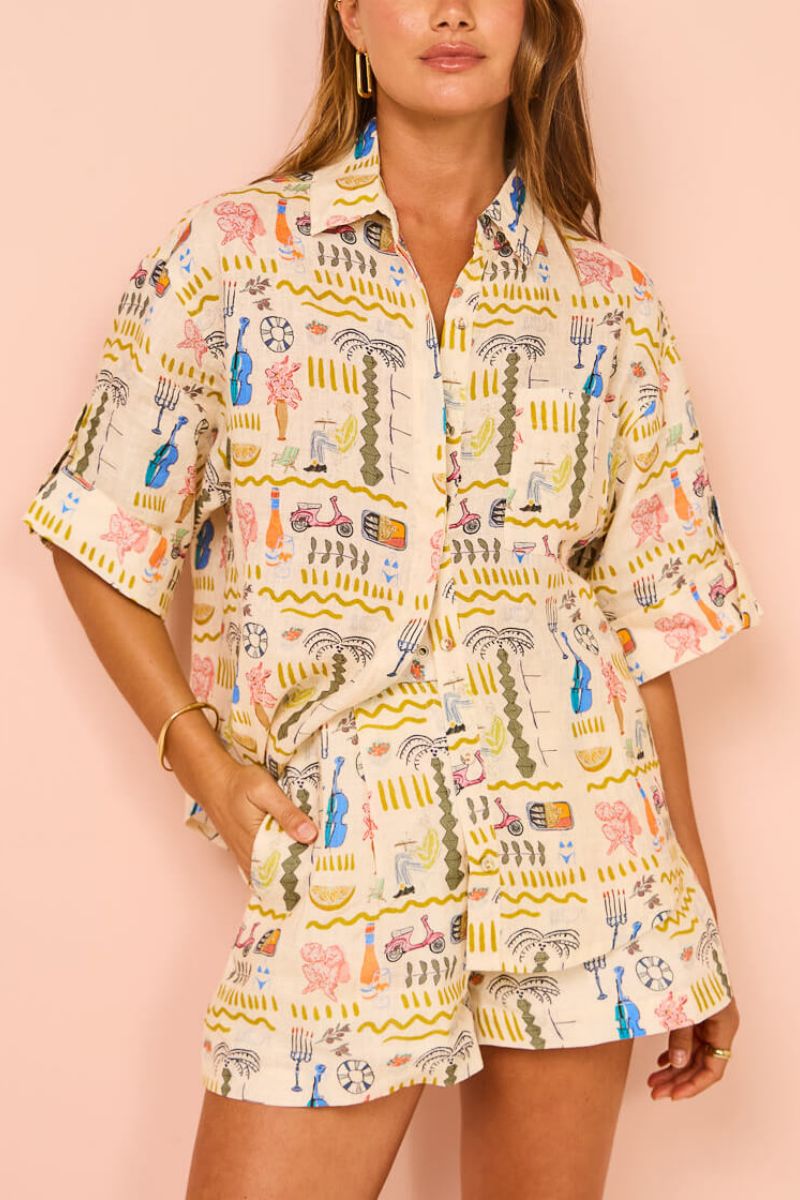 Printed Loose Shorts Set