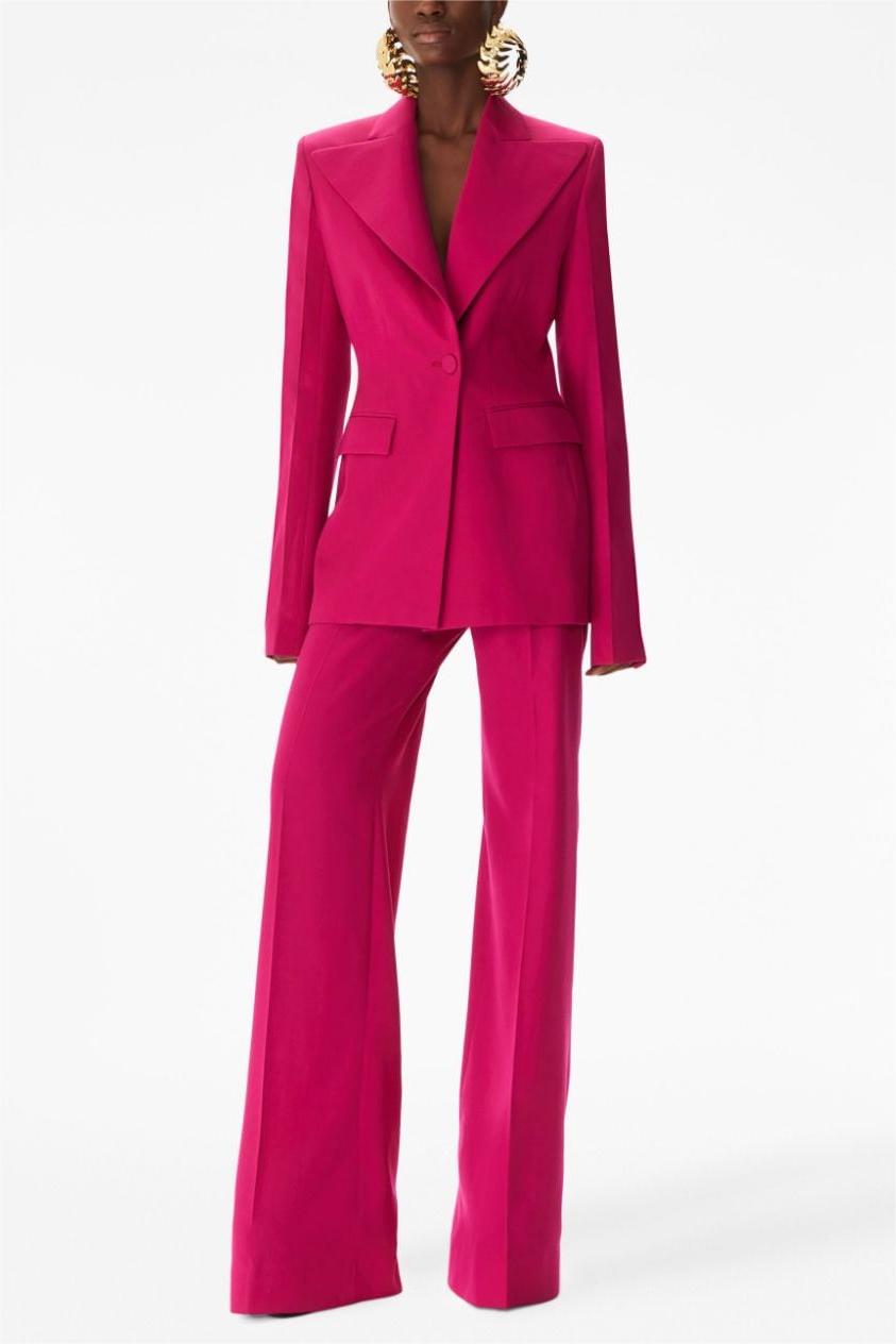 Collar Pocket Blazer & High Waist Pants Set