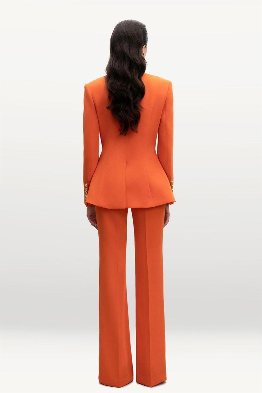 3d Blazer �?mid Waist Pants Set