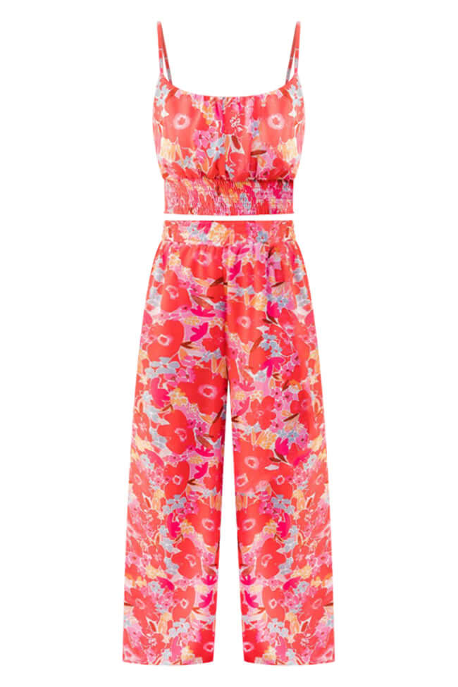 Two Piece Pant Set in Red Pappy