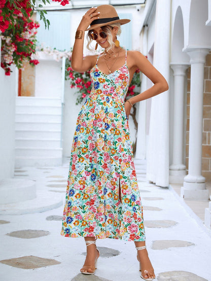 Summer Backless Split Halter Dress