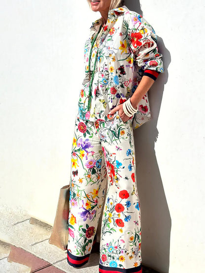 Unique Print Button Down Oversized Blouse