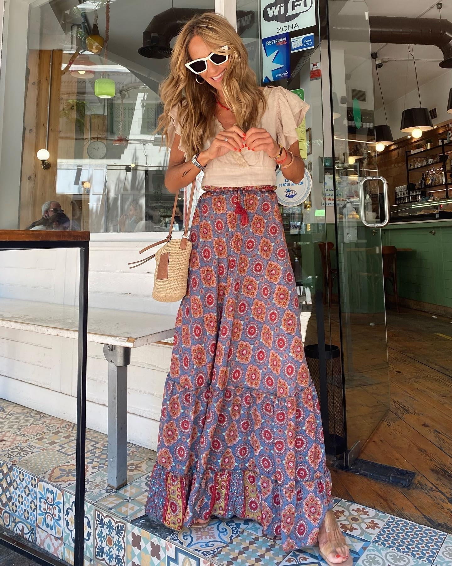 Fuchsia Totem Circular Maxi Skirt