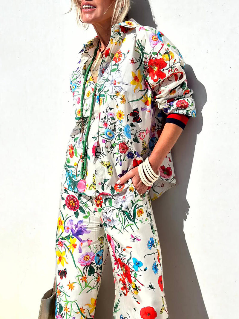 Unique Print Button Down Oversized Blouse
