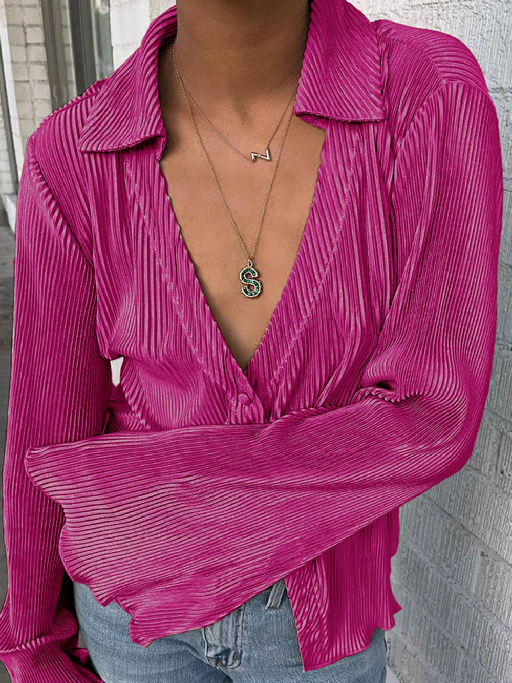 Loose Flared V-neck Pants Set