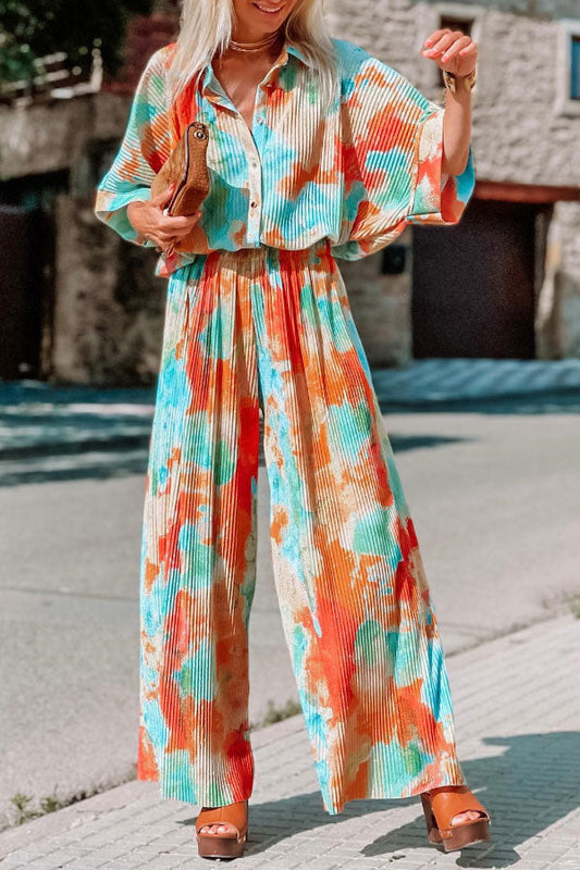 Blooming Loose Waist Wide-leg Jumpsuit