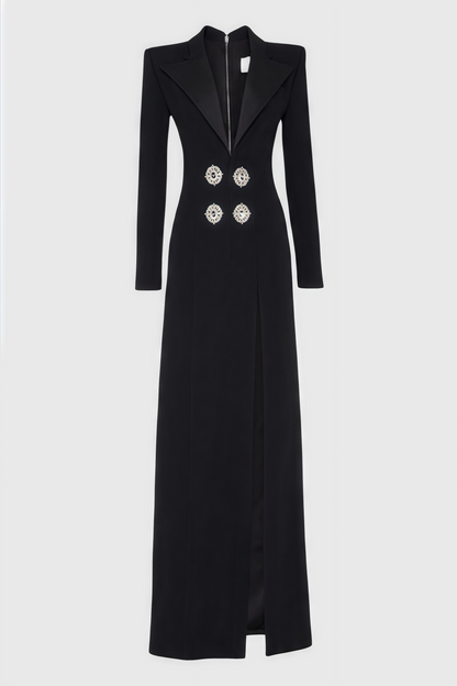 Vennan Crystal Embellished V-neck Maxi Dress