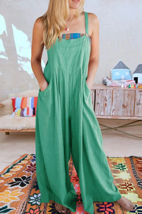 Loose Wide Leg Insert Pocket Jumpsuit