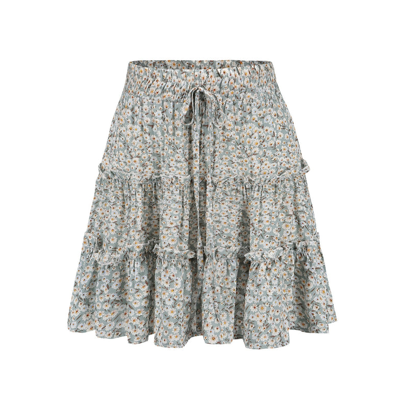 Green Print Withdraw Mini Skirt