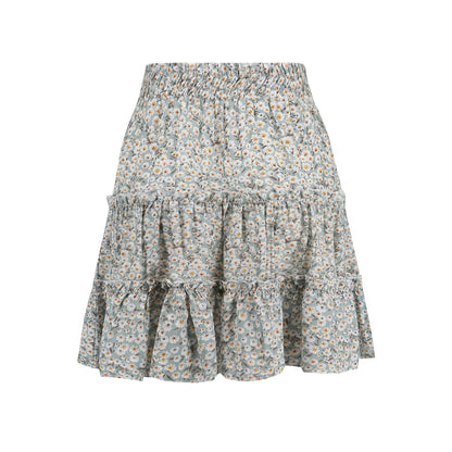 Green Print Withdraw Mini Skirt