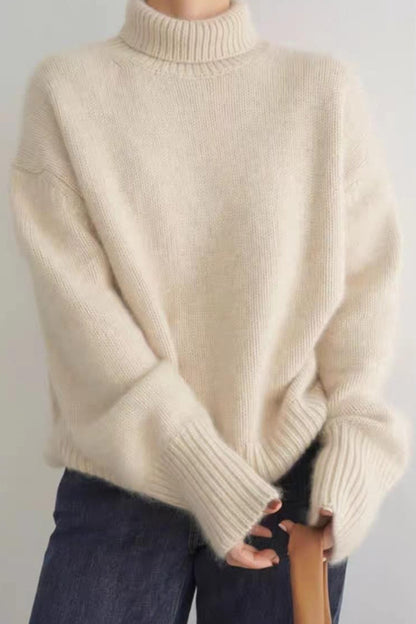 Minimalist Turtleneck Color Loose Fit Knit Sweater