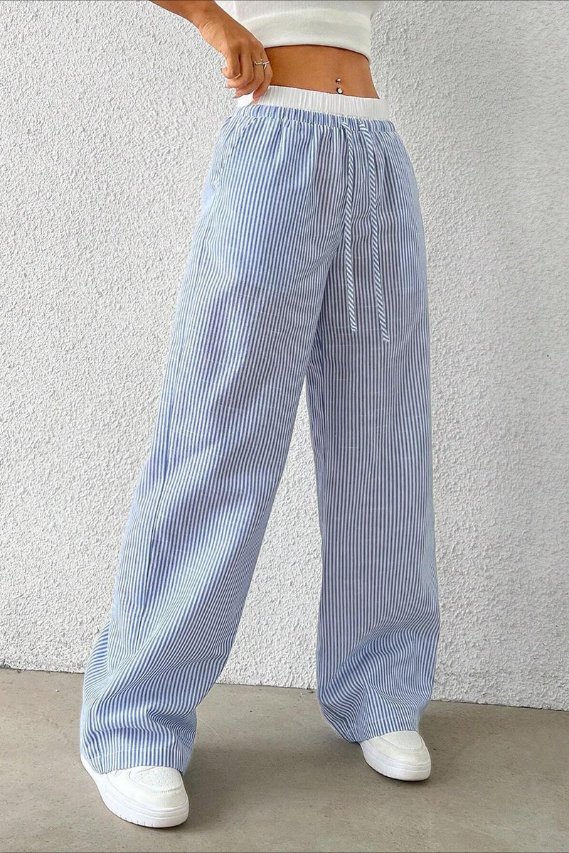 Stripe Plaid Pattern Knit Pants