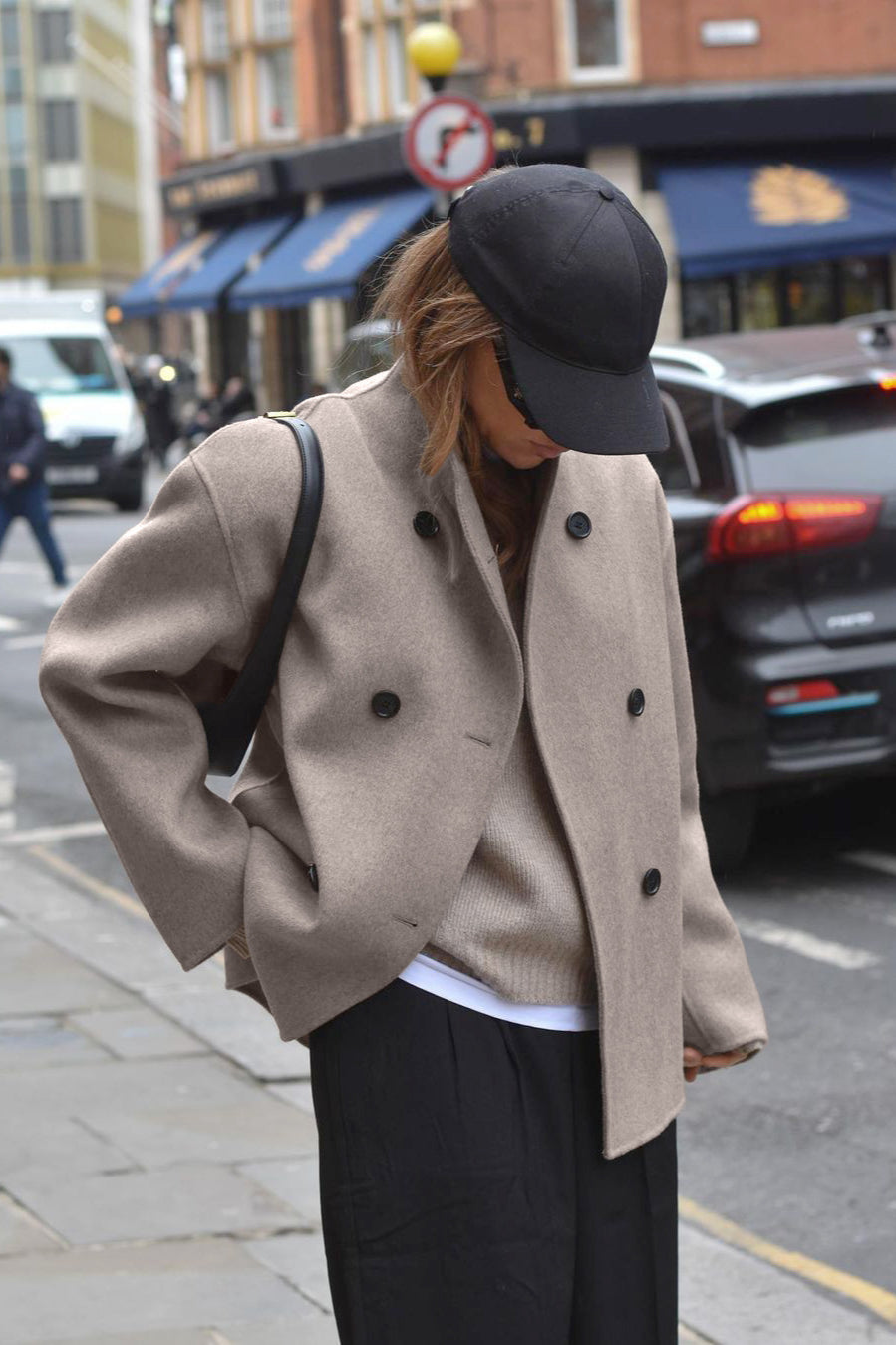 Brown V-neck Wool Coat
