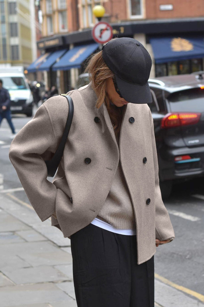 Brown V-neck Wool Coat