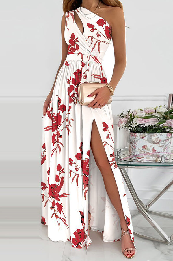 Jolie One Shoulder Cutout Slit Maxi Dress