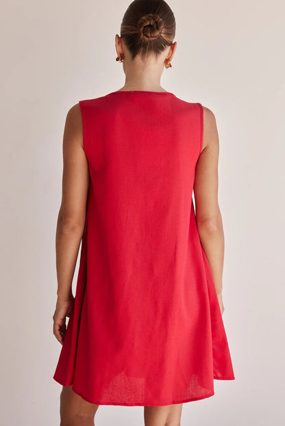 V-neck Tie-strap Sleeveless Mini Dress